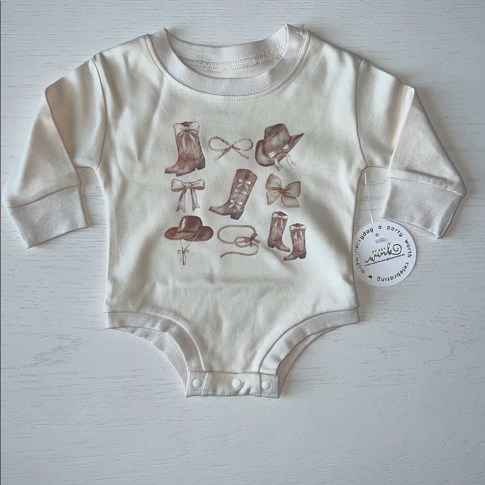 Sweet Wink Cowgirl Western Long Sleeve Bubble Romper 0-3 3-6 6-12 months - Picture 2 of 4